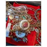 Vintage Jewelry Box filled with Costume Jewelry some Vintage