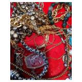 Vintage Jewelry Box filled with Costume Jewelry some Vintage