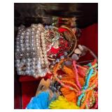 Vintage Jewelry Box filled with Costume Jewelry some Vintage