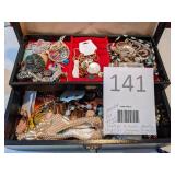 Vintage Jewelry Box filled with Costume Jewelry some Vintage