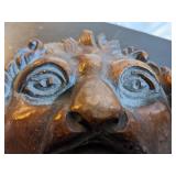 Wood Plaster Lion Head Plaque
