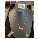 Kate Spade Crystal Bow Necklace, Earrings and Ring Set