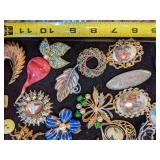 Mixture of Vintage and Newer Brooches many Signed