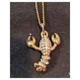 Coach Lobster and Rhinestones Necklace