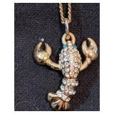 Coach Lobster and Rhinestones Necklace