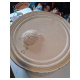 Vintage Antique Round Toy Box with Lid on Wheels.