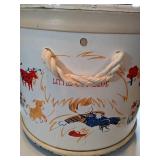 Vintage Antique Round Toy Box with Lid on Wheels.