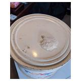 Vintage Antique Round Toy Box with Lid on Wheels.