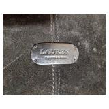 Ralph Lauren Black Suede Leather Handbag with Fringe Tassel NEW