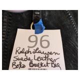 Ralph Lauren Black Suede Leather Handbag with Fringe Tassel NEW