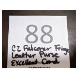 CZ Falconer Black Leather Fringe Handbag Purse