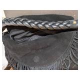 CZ Falconer Black Leather Fringe Handbag Purse