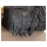 CZ Falconer Black Leather Fringe Handbag Purse