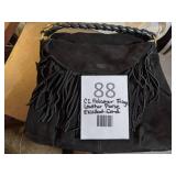 CZ Falconer Black Leather Fringe Handbag Purse