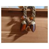 Wood Box filled with Costume Jewelry some Vintage