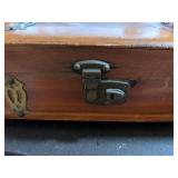 Wood Box filled with Costume Jewelry some Vintage