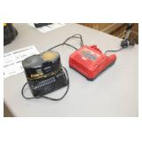 Lot of (3) Cordless Accessories  with Milwaukee M28 Charger, DeWalt 7.2-18V NiCd Charger DW9116, DeWalt 18V Battery
