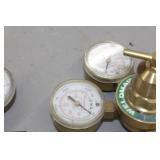 Lot of (2) Compressed Gas Regulator Gauge Set  with Weldmark TPR250-500-580, Uniweld Oxygen Gas C455