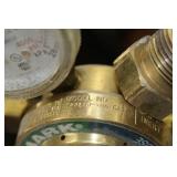 Lot of (2) Compressed Gas Regulator Gauge Set  with Weldmark TPR250-500-580, Uniweld Oxygen Gas C455