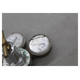Lot of (2) Compressed Gas Regulator Gauge Set  with Weldmark TPR250-500-580, Uniweld Oxygen Gas C455