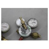Lot of (2) Compressed Gas Regulator Gauge Set  with Weldmark TPR250-500-580, Uniweld Oxygen Gas C455