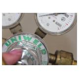 Lot of (2) Compressed Gas Regulator Gauge Set  with Weldmark TPR250-500-580, Uniweld Oxygen Gas C455