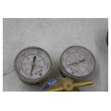 Lot of (2) Compressed Gas Regulator Gauge Set  with Turbotorch 4000psi, VWR Scientific 55850-265 4000psi