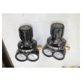 Lot of (2) Inert Compressed Gas Regulator Gauge Set