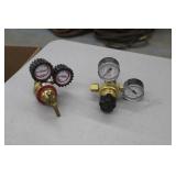 Lot of (2) Compressed Gas Regulator Gauge Set  with Uniweld-Mastar Acetylene Gas, Harris 280psi