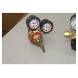 Lot of (2) Compressed Gas Regulator Gauge Set  with Uniweld-Mastar Acetylene Gas, Harris 280psi