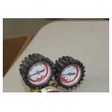 Lot of (2) Compressed Gas Regulator Gauge Set  with Uniweld-Mastar Acetylene Gas, Harris 280psi