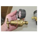 Lot of (2) Compressed Gas Regulator Gauge Set  with Uniweld-Mastar Acetylene Gas, Harris 280psi
