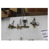 Lot of (3) Compressed Gas Regulator Gauge Set  with Victor HRF1425-580 Inert Gas 4000psi (x2), Uniweld Acetylene Gas B4B5