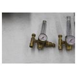 Lot of (3) Compressed Gas Regulator Gauge Set  with Victor HRF1425-580 Inert Gas 4000psi (x2), Uniweld Acetylene Gas B4B5