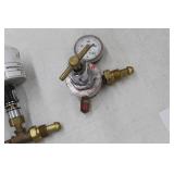 Lot of (3) Compressed Gas Regulator Gauge Set  with Victor HRF1425-580 Inert Gas 4000psi (x2), Uniweld Acetylene Gas B4B5