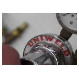 Lot of (3) Compressed Gas Regulator Gauge Set  with Victor HRF1425-580 Inert Gas 4000psi (x2), Uniweld Acetylene Gas B4B5