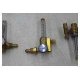 Lot of (3) Compressed Gas Regulator Gauge Set  with Victor HRF1425-580 Inert Gas 4000psi (x2), Purox Argon/Helium Gas F-33-FM-580 3000psi