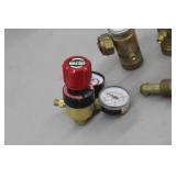 Lot of (4) Gas Torch Accessories  with Torch Regulator Gauges (x3), Shut-Off Valve (x1)