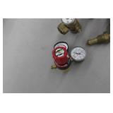Lot of (4) Gas Torch Accessories  with Torch Regulator Gauges (x3), Shut-Off Valve (x1)