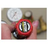 Lot of (4) Gas Torch Accessories  with Torch Regulator Gauges (x3), Shut-Off Valve (x1)