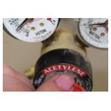 Lot of (4) Gas Torch Accessories  with Torch Regulator Gauges (x3), Shut-Off Valve (x1)