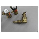Lot of (4) Gas Torch Accessories  with Torch Regulator Gauges (x3), Shut-Off Valve (x1)