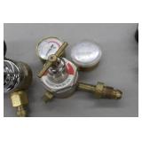 Lot of (3) Compressed Gas Regulator Gauge Set  with Victor Acetylene Gas G250-15-510 350psi, Smith Acetylene Gas H1721C-510 400psi, 4000psi