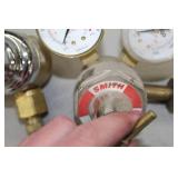Lot of (3) Compressed Gas Regulator Gauge Set  with Victor Acetylene Gas G250-15-510 350psi, Smith Acetylene Gas H1721C-510 400psi, 4000psi