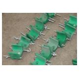 Lot of (58) Industrial Roller Hardware  with Pole Mounting Bracket (x23), PVC Spacer 2-1/2"Dx1-1/2"W (x32), J Hook Unit 10" with Nut (in package x3), Misc. Mounts and Hardware