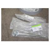 Lot of (58) Industrial Roller Hardware  with Pole Mounting Bracket (x23), PVC Spacer 2-1/2"Dx1-1/2"W (x32), J Hook Unit 10" with Nut (in package x3), Misc. Mounts and Hardware