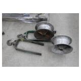 Lot of (2) Industrial Pulley 5"Wx 10-1/2"D  with Sheave (x2)