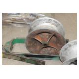 Lot of (2) Industrial Pulley 5"Wx 10-1/2"D  with Sheave (x2)