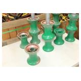 Lot of (16) Industrial Equipment  with Greenlee Haines Roller 31931 6"Dx7"W (x12),  Poles 1-3/4"Dx20"L (x4)