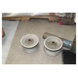 Lot of (3) Industrial Pulley  3-1/2"Wx 6-1/2"D  with Sheave (x1)